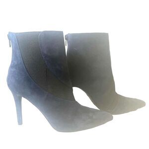 Nine West Booties Womens 7.5M Blue Fashion Boots Suede Stiletto Heel Pointed Toe